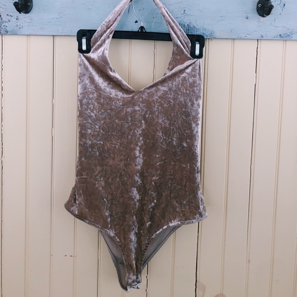 Pacsun Gold Velvet Bodysuit